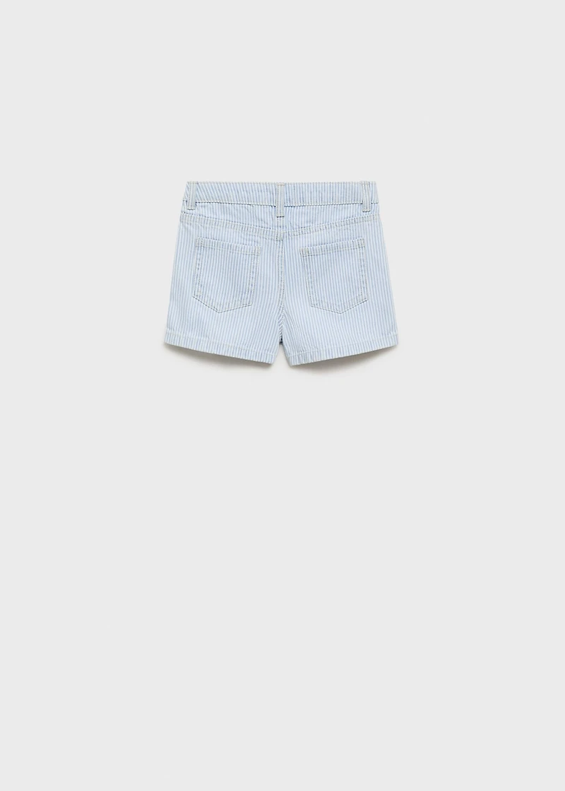 Striped denim shorts