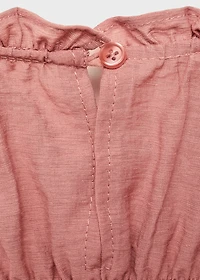 Ruched details linen-blend top