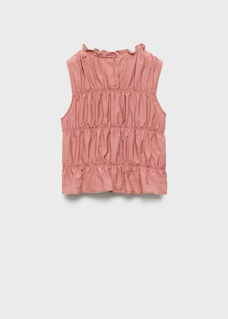 Ruched details linen-blend top