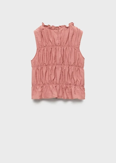 Ruched details linen-blend top