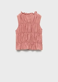 Ruched details linen-blend top