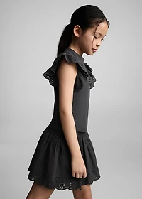 Swiss-embroidered ruffled skirt