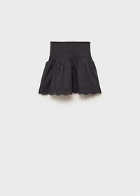 Swiss-embroidered ruffled skirt