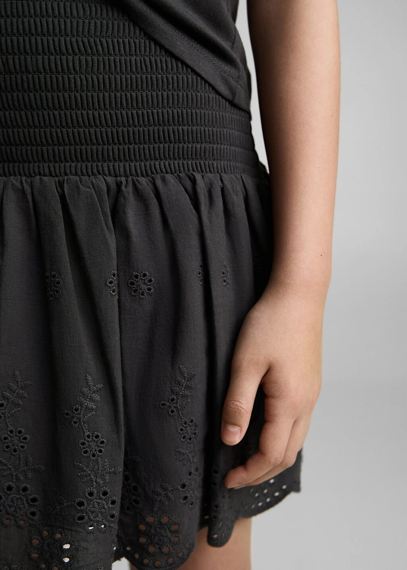 Swiss-embroidered ruffled skirt