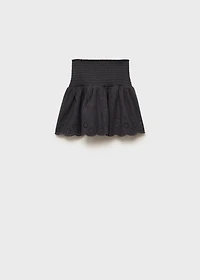 Swiss-embroidered ruffled skirt
