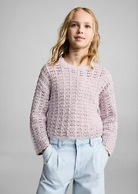 Knit sweater with lace pattern