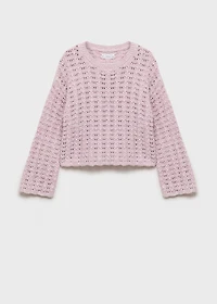 Knit sweater with lace pattern
