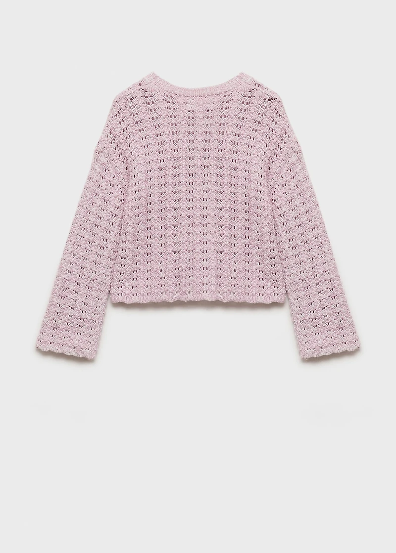 Knit sweater with lace pattern