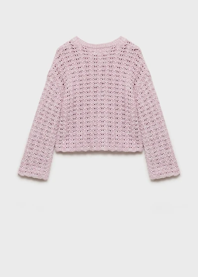Knit sweater with lace pattern