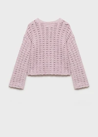 Knit sweater with lace pattern