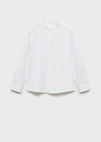 Striped Mao collar shirt
