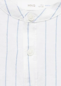 Striped Mao collar shirt
