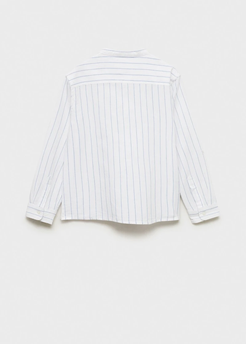 Striped Mao collar shirt