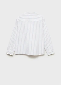 Striped Mao collar shirt