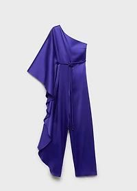 Satin maxi-ruffle jumpsuit