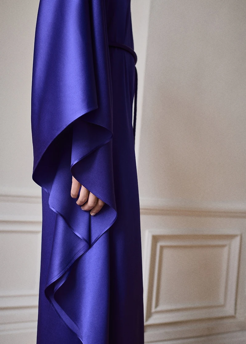 Satin maxi-ruffle jumpsuit