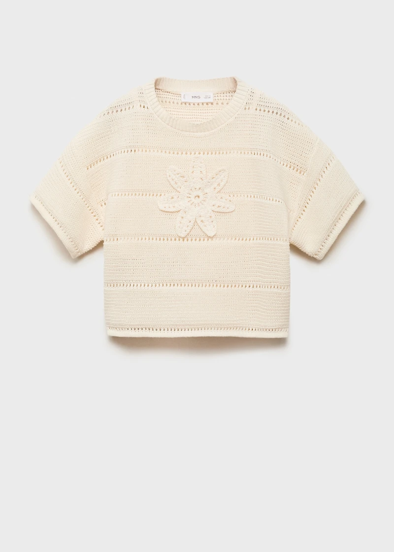 Short-sleeved crochet sweater