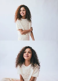 Short-sleeved crochet sweater