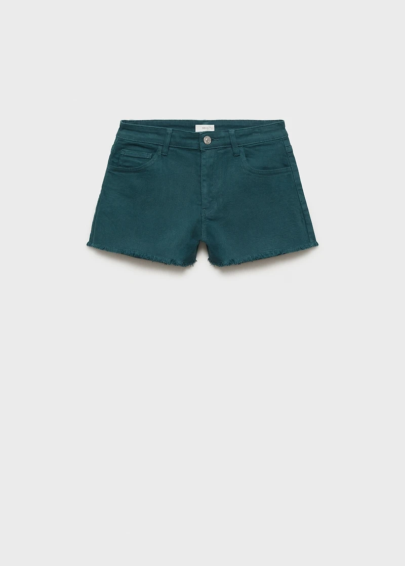 Denim shorts with frayed hem