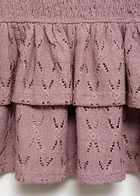 Short ruched dress with ruffled hem