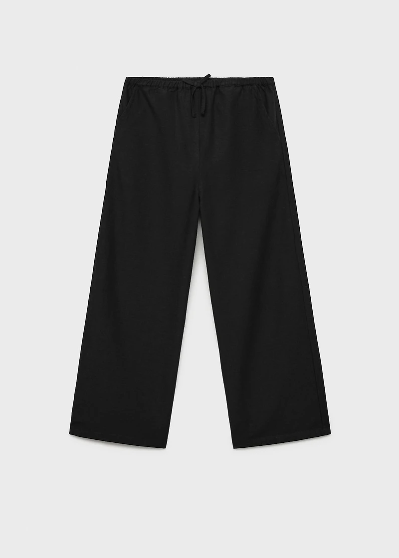 Cotton linen-blend trousers