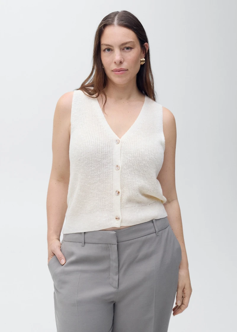 Chunky-knit vest with buttons
