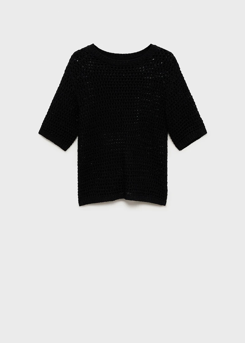 Short-sleeved crochet sweater