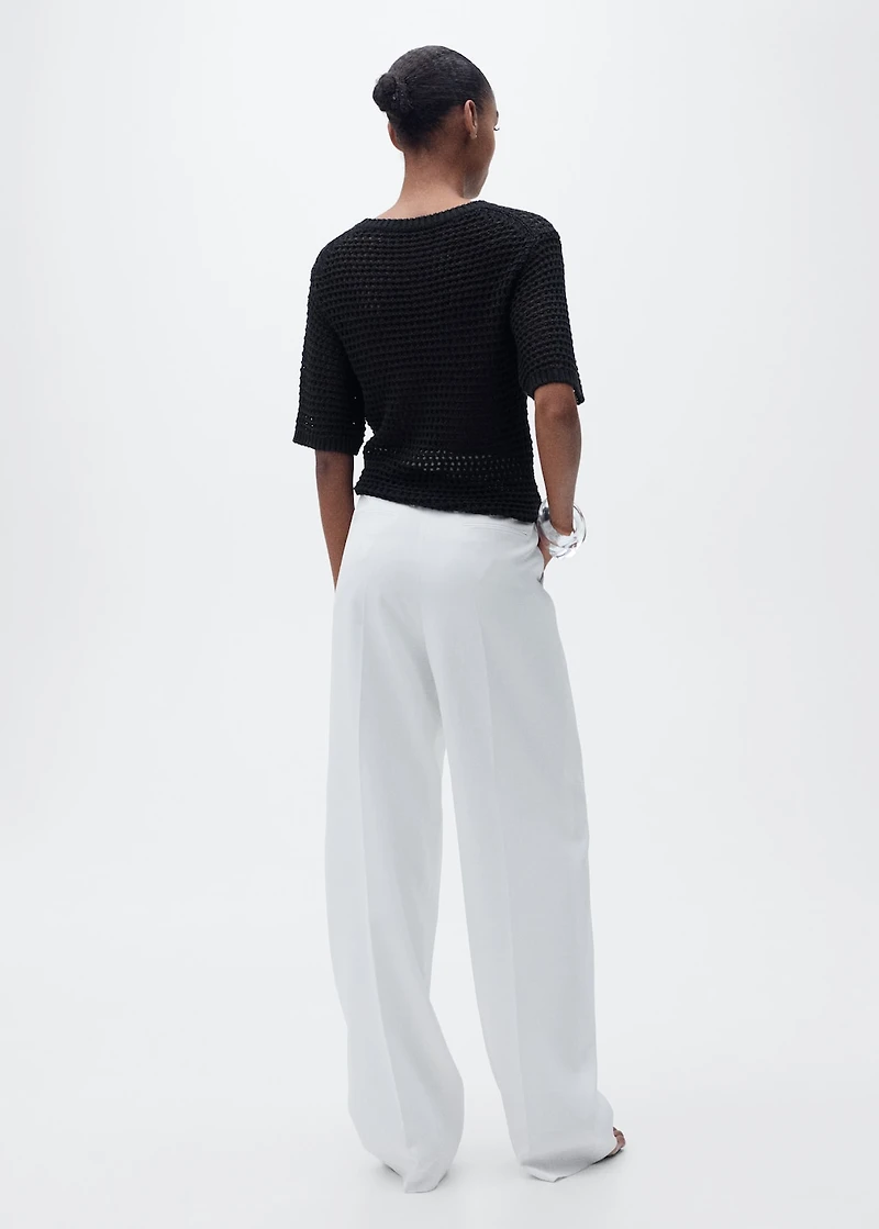 Short-sleeved crochet sweater