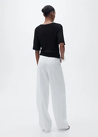 Short-sleeved crochet sweater