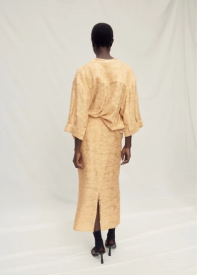 Textured straight skirt