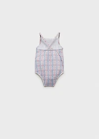 Striped ruffled swimming costume
