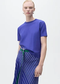 Short-sleeved fine-knit sweater