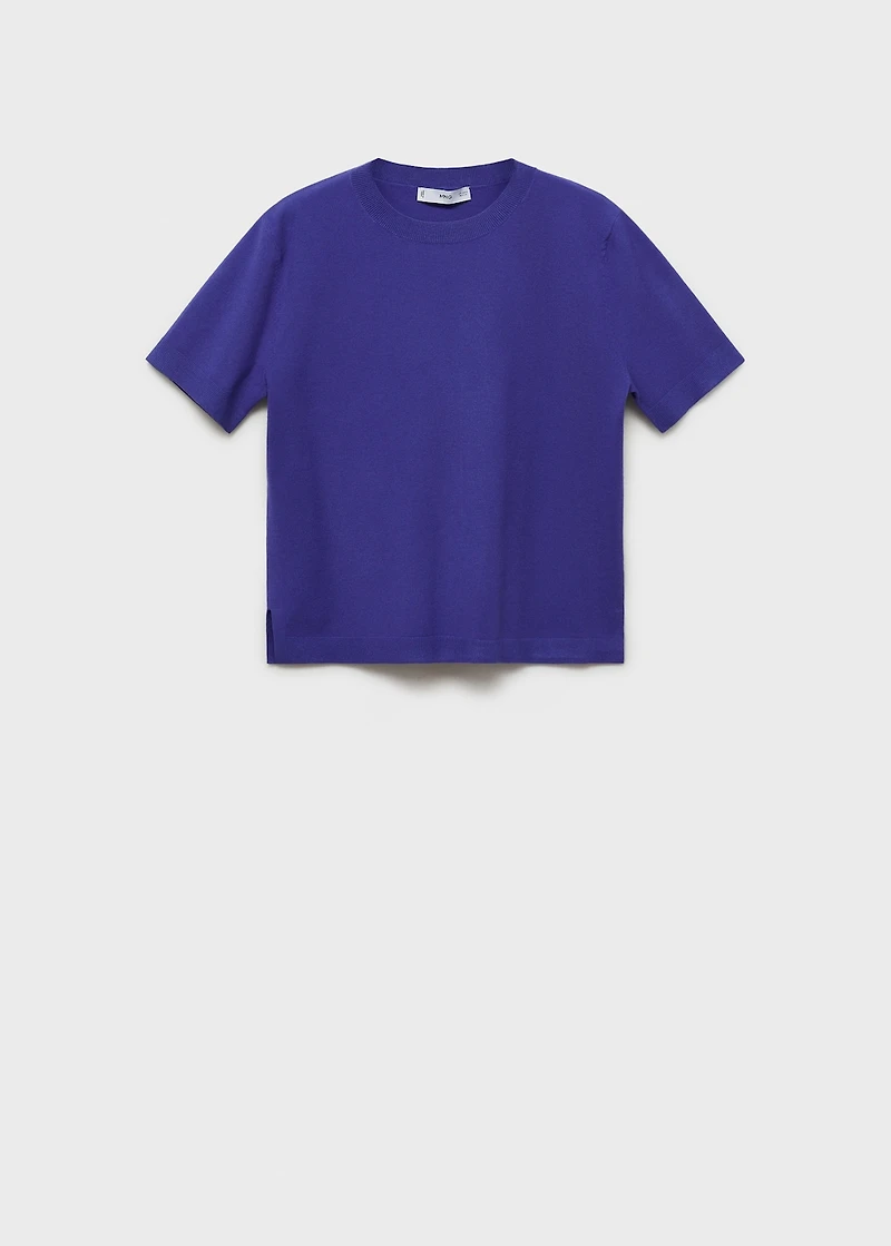 Short-sleeved fine-knit sweater