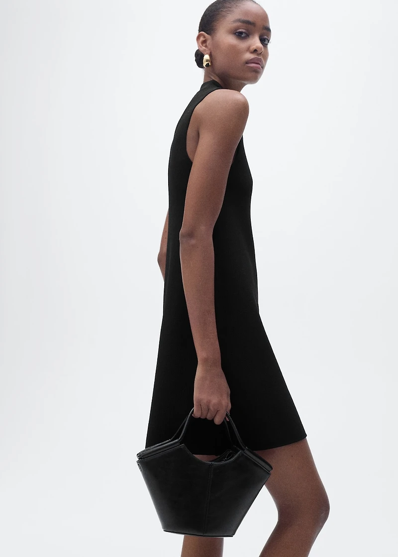 Perkins-neck knitted dress