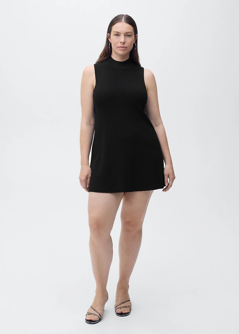 Perkins-neck knitted dress