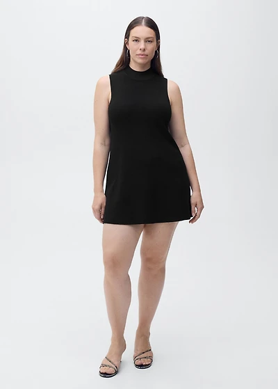 Perkins-neck knitted dress