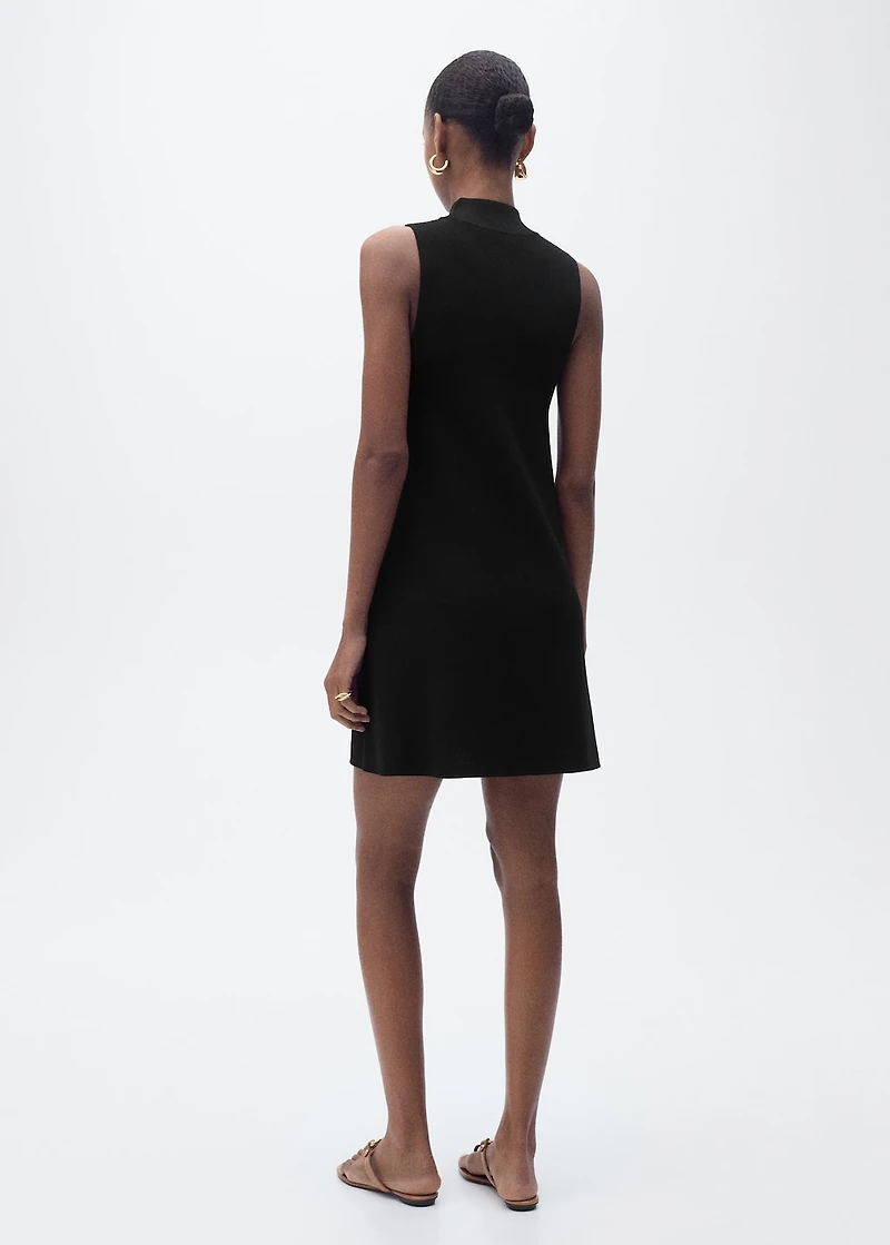 Perkins-neck knitted dress