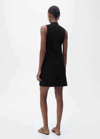 Perkins-neck knitted dress