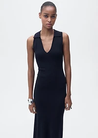 Knitted midi-dress with lapels