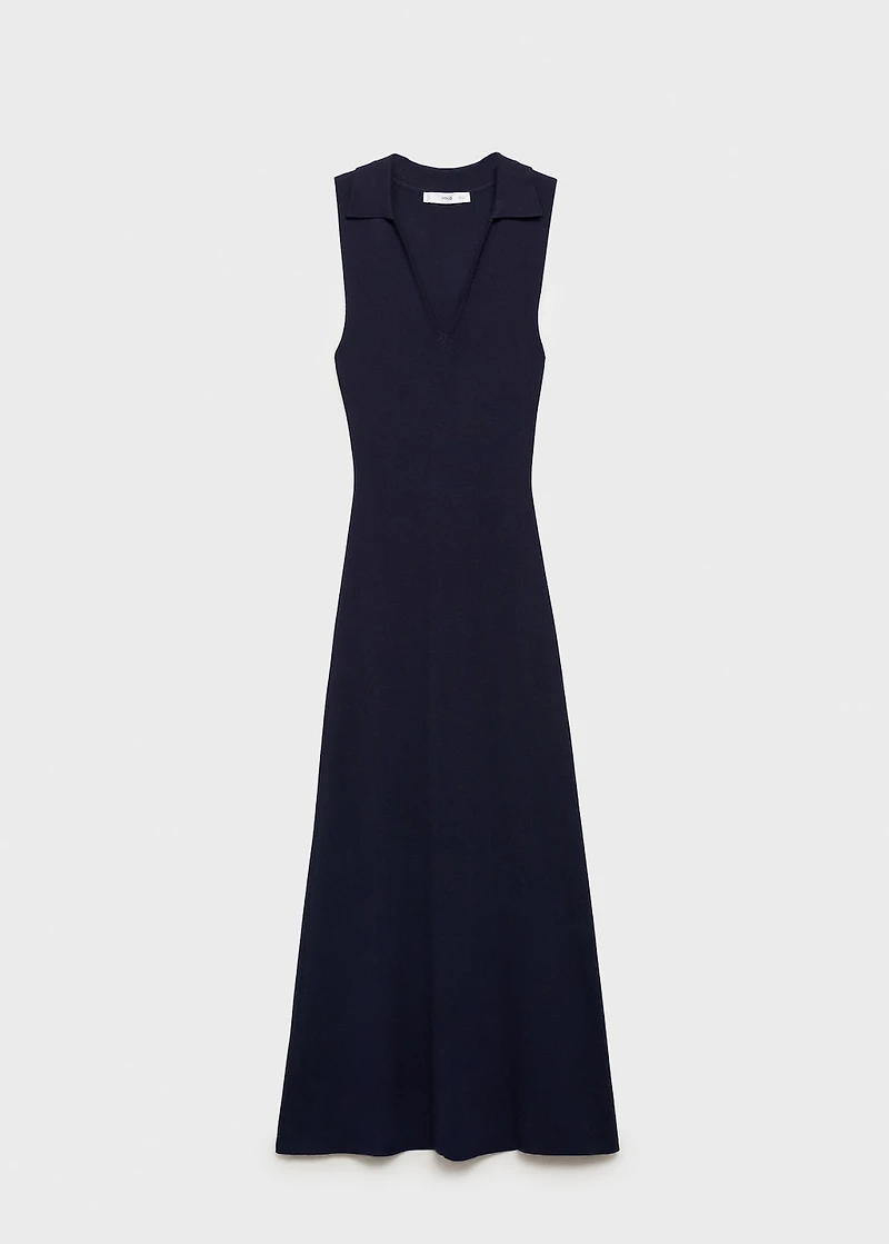 Knitted midi-dress with lapels