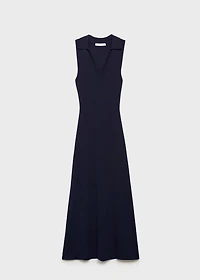 Knitted midi-dress with lapels