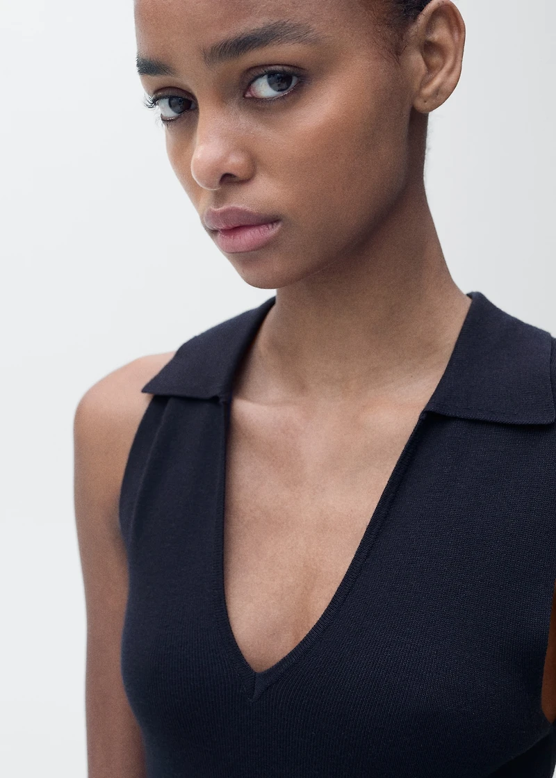 Knitted midi-dress with lapels