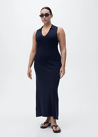 Knitted midi-dress with lapels