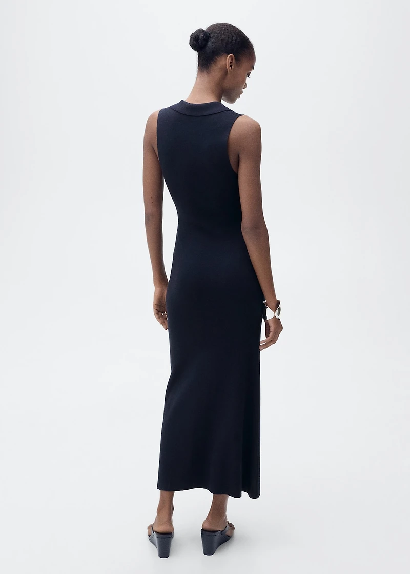 Knitted midi-dress with lapels