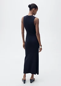 Knitted midi-dress with lapels