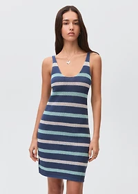 Striped knitted dress with lace accents