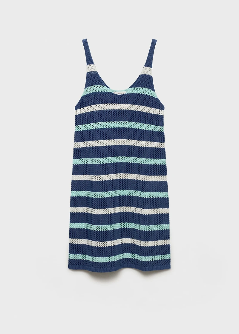 Striped knitted dress with lace accents