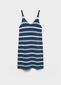Striped knitted dress with lace accents