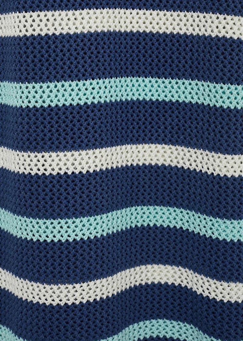 Striped knitted dress with lace accents