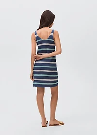 Striped knitted dress with lace accents